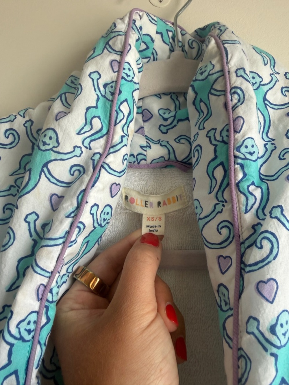 Roller Rabbit Lovely Monkey Cosmo Print Robe - Picture 5 of 5